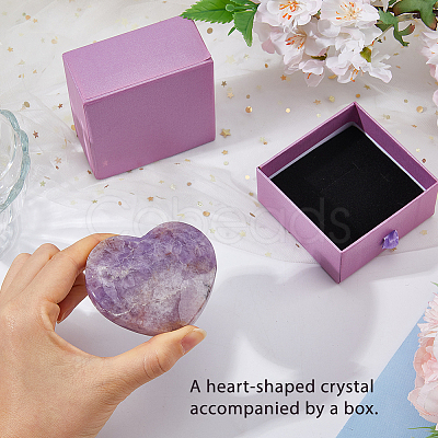 1Pc Natural Amethyst Heart Display Decoration DJEW-FH0001-46-1