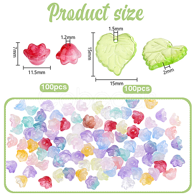 200Pcs 2 Styles Transparent Spray Painted Glass Beads GLAA-PH0004-45-1