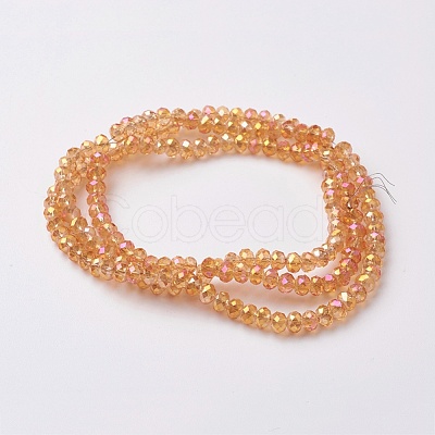 Electroplate Glass Beads Strands X-EGLA-F124-FR-B02-1