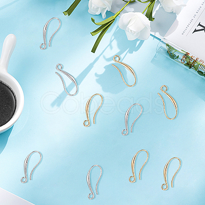 40Pcs 2 Colors Brass Earring Hooks KK-BBC0021-72-1