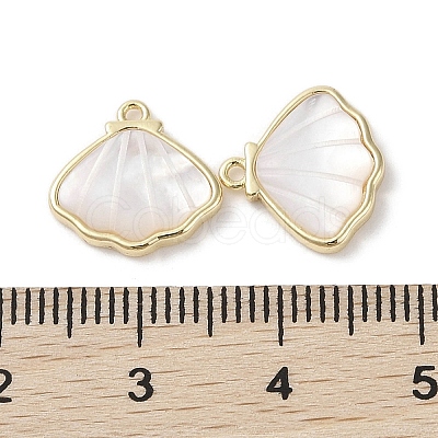 Brass Pave Shell Charms X-KK-G491-41G-1
