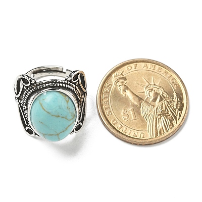 Synthetic Turquoise Adjustable Rings RJEW-I108-02AS-10-1