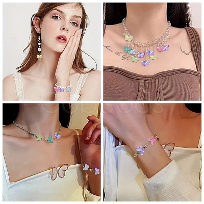 50Pcs Transparent Spray Painted Glass Beads GLAA-YW0004-97A-1