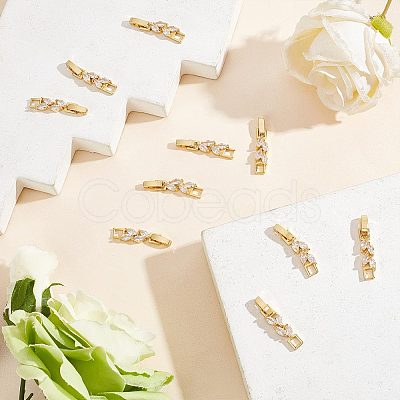 SUNNYCLUE 10Pcs Rack Plating Brass Clear Cubic Zirconia Watch Band Clasps KK-SC0003-11G-1