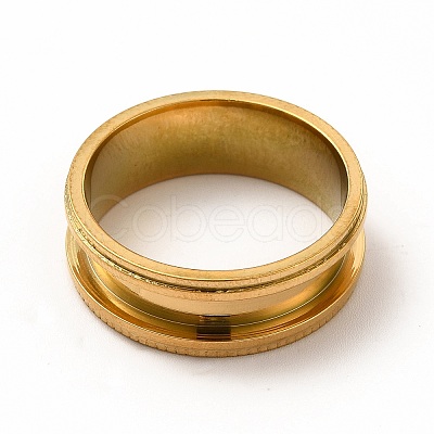 201 Stainless Steel Grooved Finger Ring Settings STAS-P323-10G-1