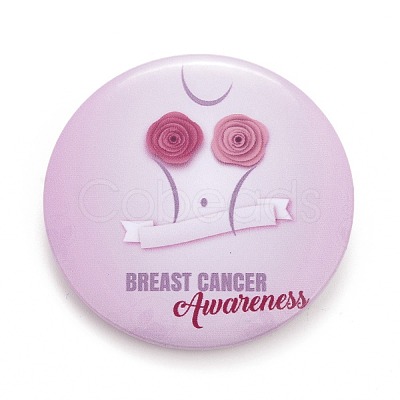 Breast Cancer Awareness Month Tinplate Brooch Pin JEWB-G016-01P-04-1