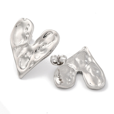 Non-Tarnish Heart 304 Stainless Steel Stud Earrings EJEW-H013-34P-1