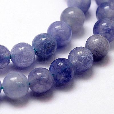 Natural White Jade Imitation Aquamarine Beads Strands G-F364-15-6mm-1