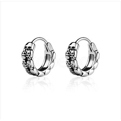 316 Stainless Steel Skull Hoop Earrings for Men Women EJEW-C045-04-1