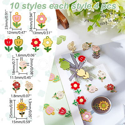 40Pcs 10 Style Alloy Enamel Pendants ENAM-AR0001-57-1