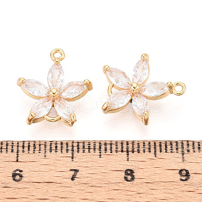 Brass Pave Clear Cubic Zirconia Connector Charms KK-T078-03G-04-1