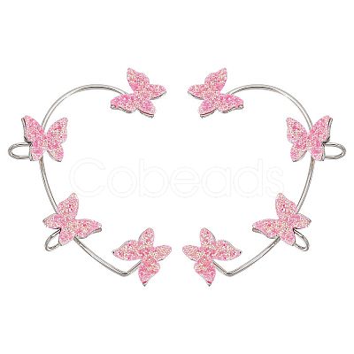 2Pcs 2 Styles Bling Butterfly Cuff Earrings EJEW-SC0001-26B-1