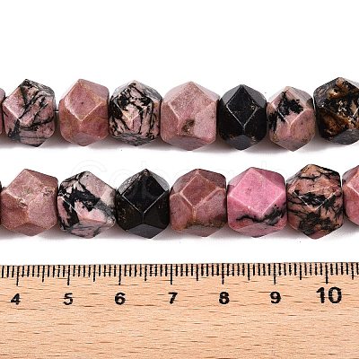 Natural Rhodonite Star Cut Round Beads Strands G-T138-32-1