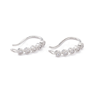 Rack Plating Brass Micro Pave Cubic Zirconia Earring Hooks X-ZIRC-F126-07P-1