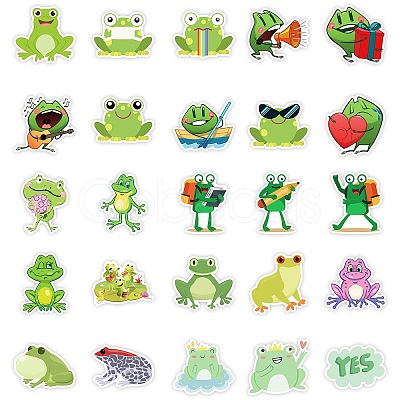 50 Pieces Cartoon Frog Doodle Paper Stickers STIC-R001-36-1