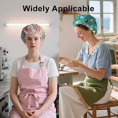 2Pcs 2 Styles Cotton Adjustable Printed Bouffant Hats Working Caps for Women Men AJEW-DR0002-26B-1