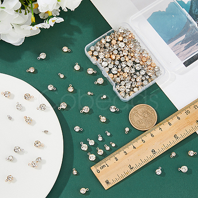 192Pcs 4 Styles Brass & Glass Pendants FIND-FH0011-98B-1
