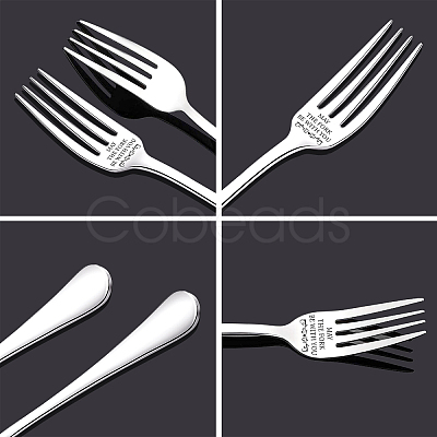 Word Pattern Stainless Steel Fork AJEW-WH0191-007-1