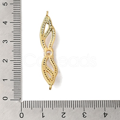 Rack Plating Brass Pave Clear Cubic Zirconia Connector Charms KK-K377-83G-1