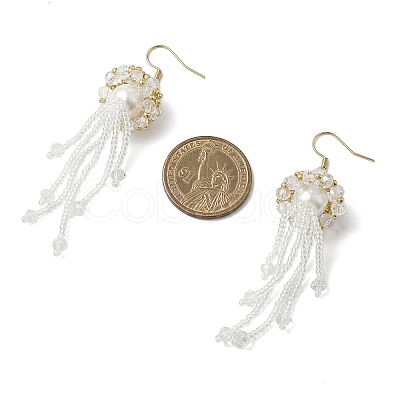 304 Stainless Steel Glass Seed Beads Jellyfish Dangle Earrings EJEW-MZ00553-03-1