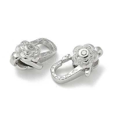 Brass Micro Pave Clear Cubic Zirconia Lobster Claw Clasps KK-M308-17P-1