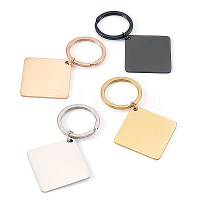 4Pcs 4 Styles Stainless Steel Keychains KEYC-TA0004-81C-1