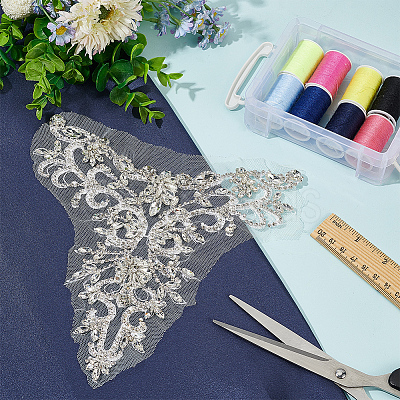 1Pc Rhinestone Iron on/Sew on Patches PATC-GO0001-08-1