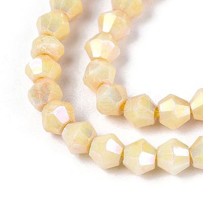 Anti-Tarnish Electroplate Bicone Glass Beads Strands X-EGLA-T021-4mm-16-10-1