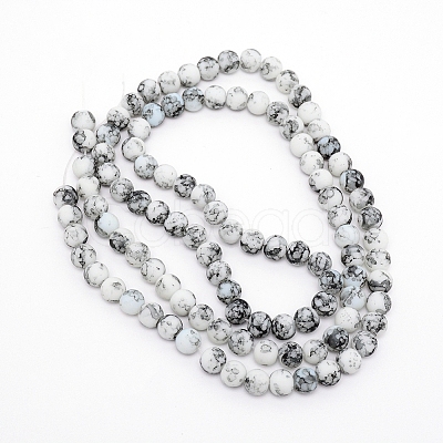 Baking Paint Glass Beads Strands LS-FGLA-WH0001-01A-1