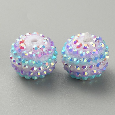 Stripe Pattern Resin Rhinestone Beads RESI-WH0034-20J-1