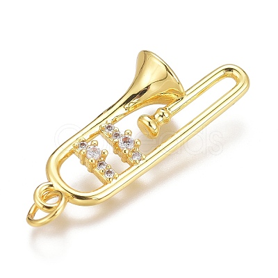 Brass Micro Pave Clear Cubic Zirconia Pendants ZIRC-Z008-37G-1