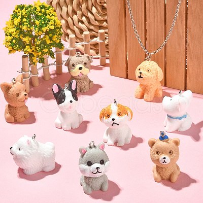 18Pcs 9 Styles Opaque Resin Pendants RESI-CJ0003-42-1