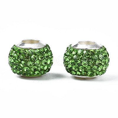Handmade Polymer Clay Rhinestone European Beads RB-N053-001-07-1