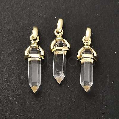Natural Quartz Crystal Double Terminal Pointed Pendant G-H097-01G-02-1