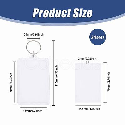 24 Bags Acrylic & Iron Photo Frame Keychains AJEW-GL0003-43-1