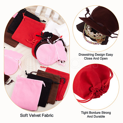 24Pcs 8 Styles Gourd & Rectangle Velvet Drawstring Packing Bags TP-TA0001-07A-1