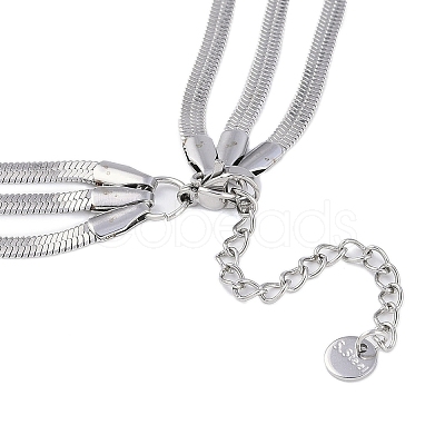Non-Tarnish 304 Stainless Steel Flat Snake Chain 3 Layer Necklaces NJEW-H038-02P-1