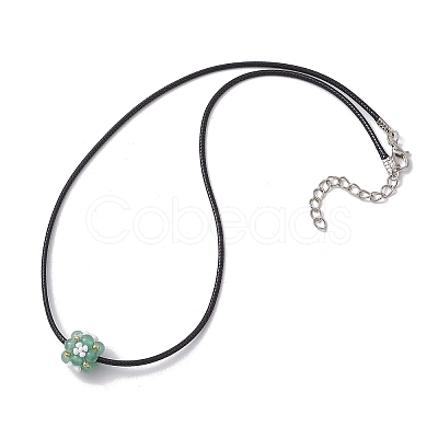 Natural Mixed Stone & Glass Seed Beads Cluster Flower Pendant Necklaces NJEW-MZ00095-1
