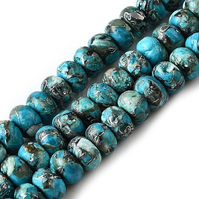 Synthetic Silver Line Turquoise Beads Strands G-L617-E03-4x6mm-1