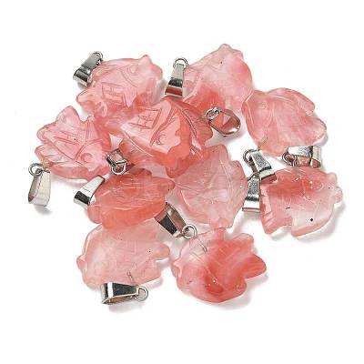 Cherry Quartz Glass Pendants G-B127-16P-05-1