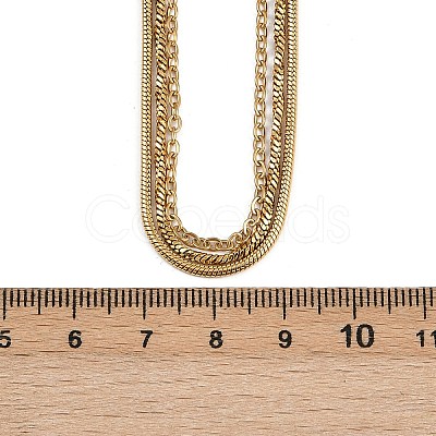 304 Stainless Steel Snake Chain 3 Layer Necklaces for Women NJEW-A057-02D-G-1