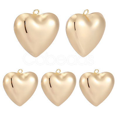 5Pcs Heart Brass Pendants KK-BBC0025-58B-1