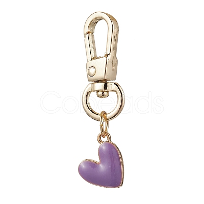 Alloy Enamel Heart Pendant Decorations HJEW-JM02519-1