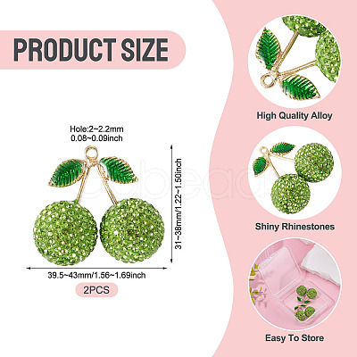 2Pcs Alloy Cherry Charms FIND-TA0009-30F-1