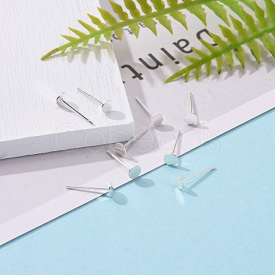 925 Sterling Silver Flat Pad Stud Earring Findings STER-K167-045C-S-1