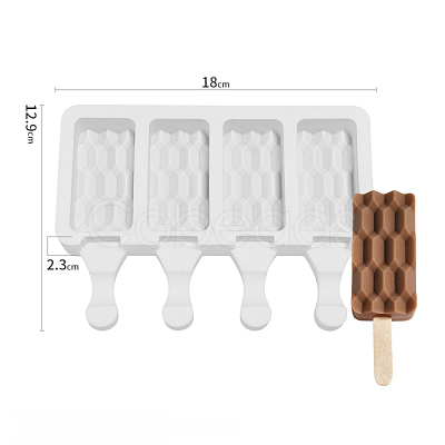 Food Grade DIY Rectangle Ice-cream Silicone Molds DIY-D062-04B-1