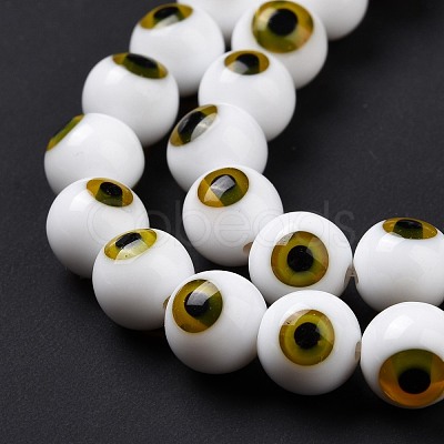 Handmade Evil Eye Lampwork Round Bead Strands LAMP-L055-8mm-29-1