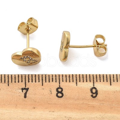 Rack Plating Brass Micro Pave Clear Cubic Zirconia Stud Earrings EJEW-K299-01G-B-1