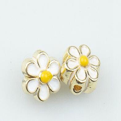 Light Gold Tone Alloy Enamel Beads ENAM-WH0057-43E-1
