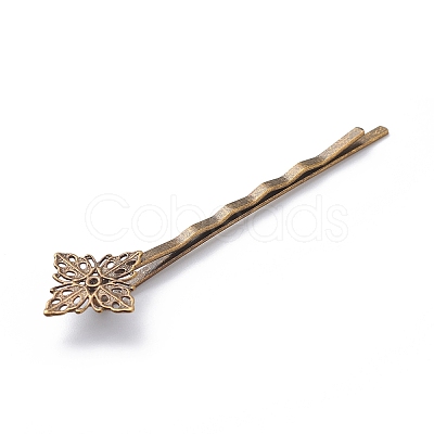 Brass Hair Bobby Pin Findings X-HJEW-H009-AB-1